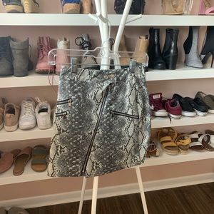 Faux Leather Snake Print Mini Skirt